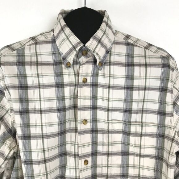 Eddie Bauer Button Down Shirt Men's Medium Cotton Long Sleeve Plaid Casual - Picture 2 of 8